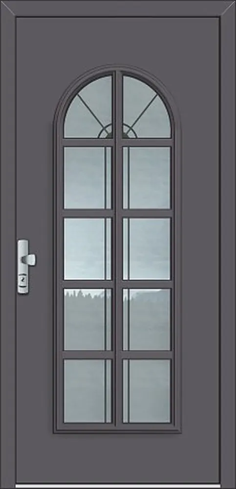 Porte aluminium cintrée à petits-bois vitrés
