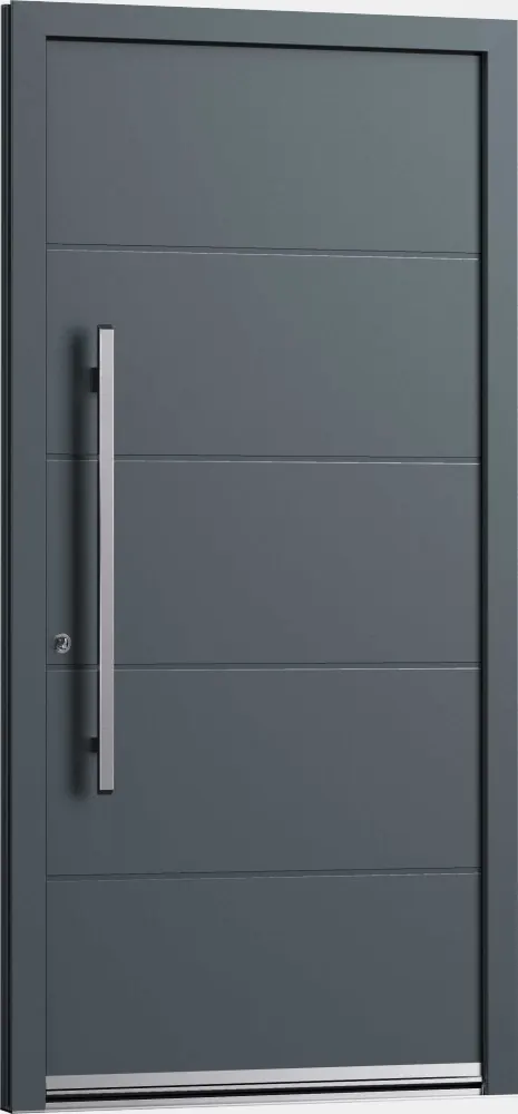 Porte aluminium gris anthracite à rainures horizontales